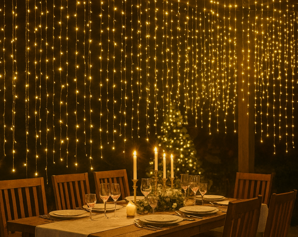 Demostración de los efectos de la guirnalda LED tipo lluvia